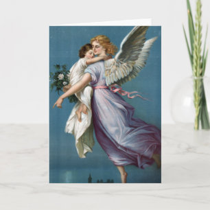 Het mooie Vintage Art. van de Hemel van de Engel Feestdagen Kaart
