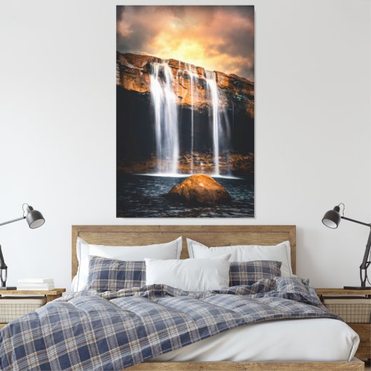 Het mooie watervallandschap canvas afdruk (Insitu (Slaapkamer))