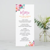 Het mooie Waterverf Floral Modern Wedding Menu (Staand voorkant)