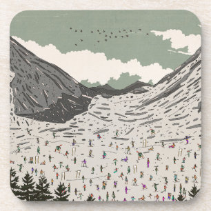 Het mooie winters ski landschap bier onderzetter