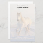 Het mooie witte paard Galloping in de sneeuw Briefpapier (Voorkant / Achterkant)