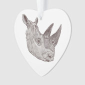 Het mooie witte Rhinoceros-portret  Ornament (voorkant)