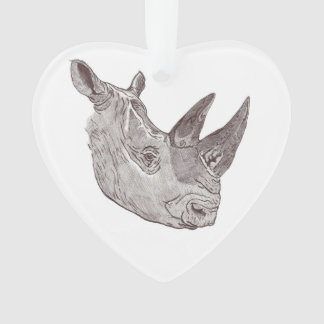 Het mooie witte Rhinoceros-portret Ornament