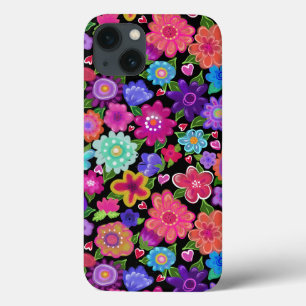Het mooiste Boho Flowers Patroon iPhone 13 Hoesje