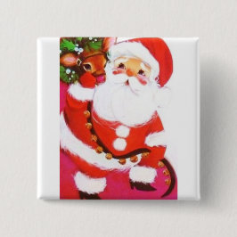 Het mooiste Vintage Rendier van de Kerstman van Vierkante Button 5,1 Cm