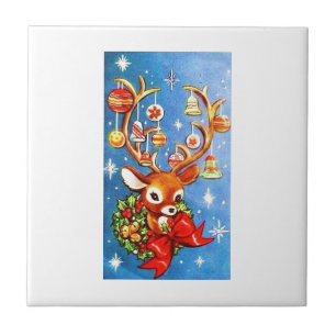 Het mooiste Vintage Rendier van Kerstmis Tegeltje