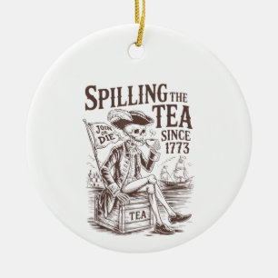 Het morsen van de thee sinds 1773 Patriottische Am Keramisch Ornament
