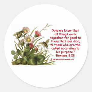 Het Motief van de Bij van het 8:28 van Romeinen Ronde Sticker