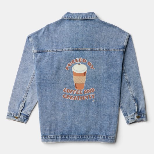 Het motto van koffie en creativiteit denim jacket (Achterkant)