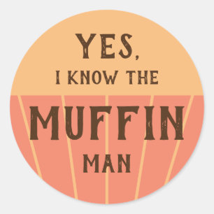 Het muffin man grappige sticker kinder bakfeest