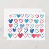 het multi briefkaart van het waterverfhart (Voorkant / Achterkant)