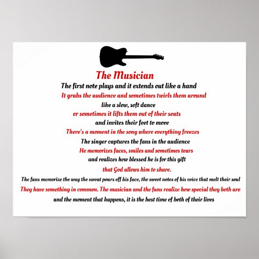 Het Musiciaanse gedicht Poster (Voorkant)