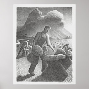 Het naderende Storm van Grant Wood: Retro Elegance Poster