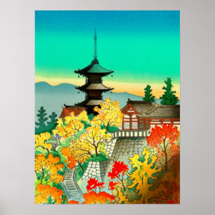 Het najaar in de Kiyomizu-tempel in Kyoto Koyo Poster