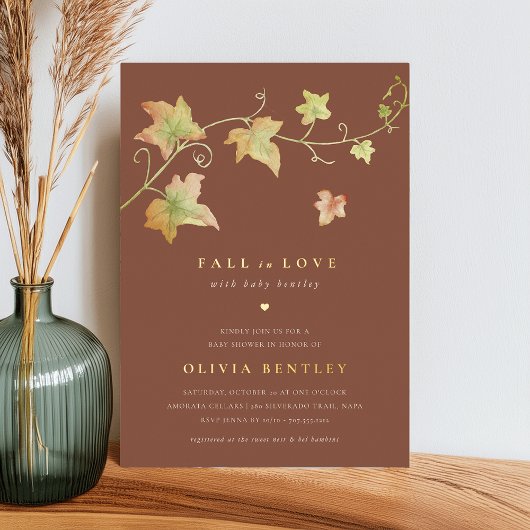 Het najaar verlaten het Moderne Baby shower van de Folie Uitnodiging