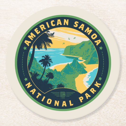 Het Nationaal Park van de Amerikaanse Samoa Ronde Kartonnen Onderzetter (Voorkant)