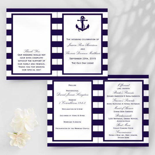 Het Nautical Anchor Navy Stripe Wedding Collectie