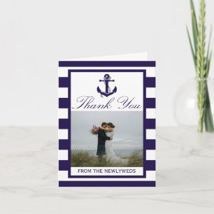 Het Nautical Anchor Navy Stripe Wedding Collectie Bedankkaart