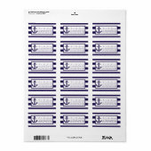 Het Nautical Anchor Navy Stripe Wedding Collectie Etiket (Full Sheet)