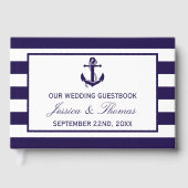 Het Nautical Anchor Navy Stripe Wedding Collectie Gastenboek (Voorkant)