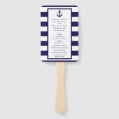 Het Nautical Anchor Navy Stripe Wedding Collectie Handwaaier (Voorkant)