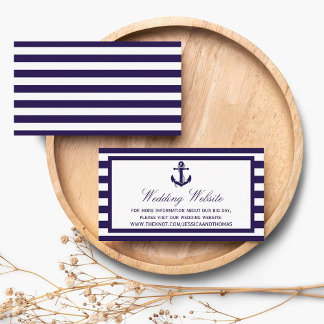 Het Nautical Anchor Navy Stripe Wedding Collectie Informatiekaartje