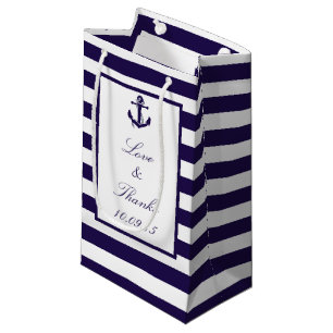 Het Nautical Anchor Navy Stripe Wedding Collectie Klein Cadeauzakje