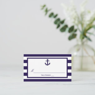 Het Nautical Anchor Navy Stripe Wedding Collectie Plaatskaartje