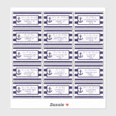 Het Nautical Anchor Navy Stripe Wedding Collectie Sticker (Vel)