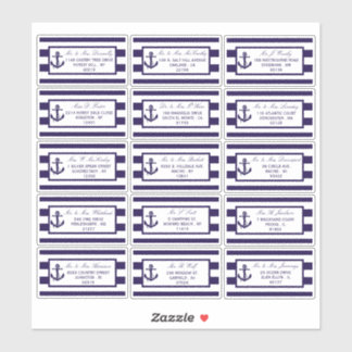 Het Nautical Anchor Navy Stripe Wedding Collectie Sticker