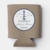 Het Nautical Lighthouse Burlap Wedding Collectie Blikjeskoeler (Achterkant)