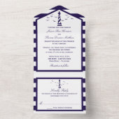 Het Nautical Lighthouse Wedding Collectie All In One Uitnodiging (Binnen)