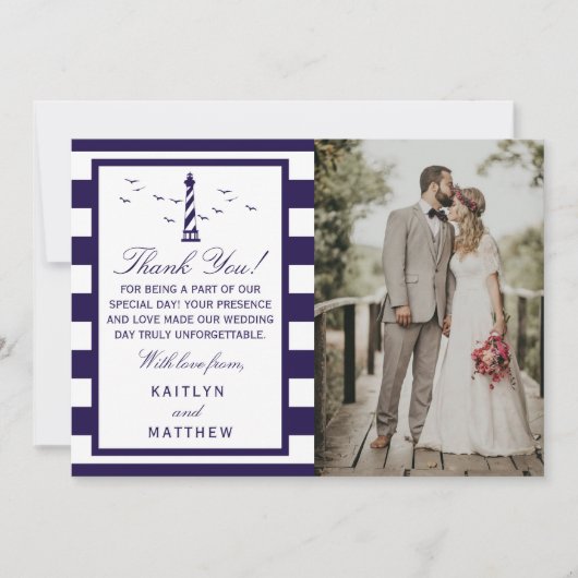 Het Nautical Lighthouse Wedding Collectie Bedankkaart (Voorkant)