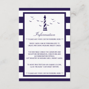 Het Nautical Lighthouse Wedding Collectie Informatiekaartje