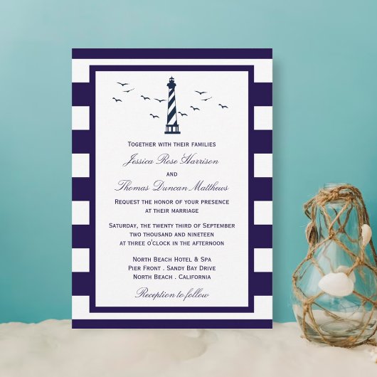 Het Nautical Lighthouse Wedding Collectie Kaart