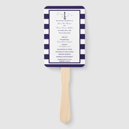 Het Nautical Lighthouse Wedding Collectie Programm Handwaaier (Voorkant)