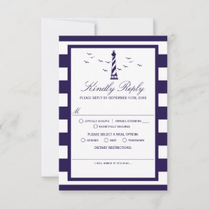 Het Nautical Lighthouse Wedding Collectie RSVP Kaartje