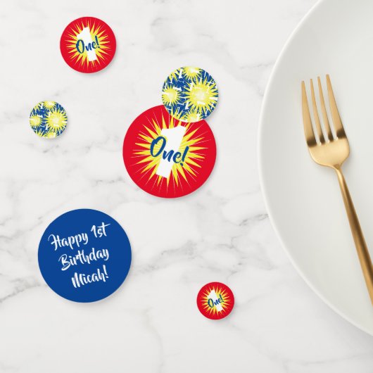 Het nederful Cute Colorful 1st Birthday Party Them Confetti (Groep)