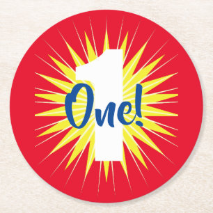 Het nederful Cute Colorful 1st Birthday Party Them Ronde Kartonnen Onderzetter