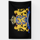 Het Nederlandse wapen op zwart brant Spandoek (Verticaal)