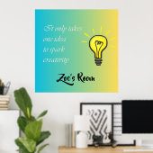 Het neemt slechts één idee - editable naam poster (Thuiskantoor)