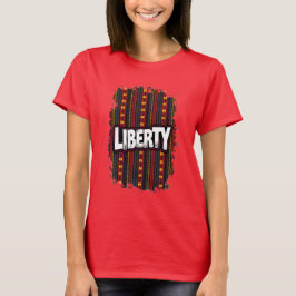Het negentiende woord "LIBERTY" op een Afrikaanse  T-shirt