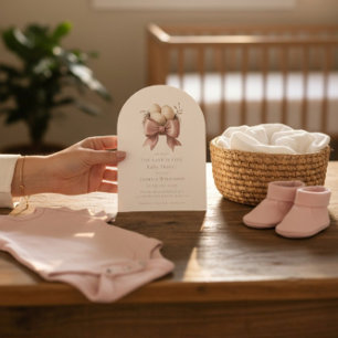 het nest is roze waterverf minimale babyshower kaart