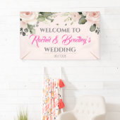 Het neutrale Roos Greenery Wedding Lijst past aan Spandoek (Insitu)