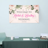 Het neutrale Roos Greenery Wedding Lijst past aan Spandoek (Beurs)