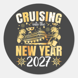 Het nieuwe jaar 2027 binnenzeilen ronde sticker