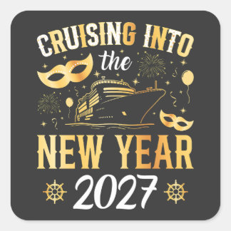 Het nieuwe jaar 2027 binnenzeilen vierkante sticker