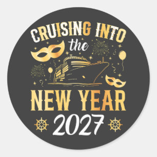 Het nieuwe jaar 2027 in cruisen ronde sticker