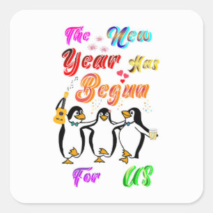 Het Nieuwe Jaar Is Voor Ons Begonnen Vierkante Sticker