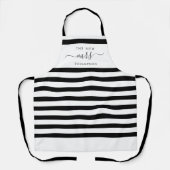 Het nieuwe Mrs Bride Elegant Modern Stripes Script Schort (Voorkant)